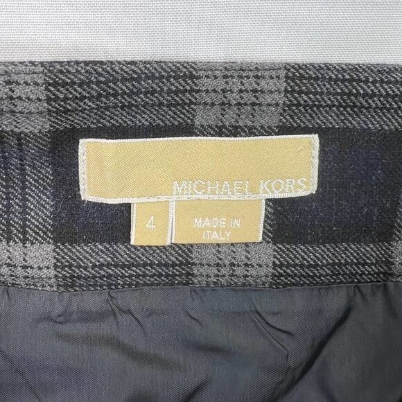 Michael Kors Virgin Wool Blend Plaid Schoolgirl skirt Women's size 4 Black Gray - Picture 8 of 12
